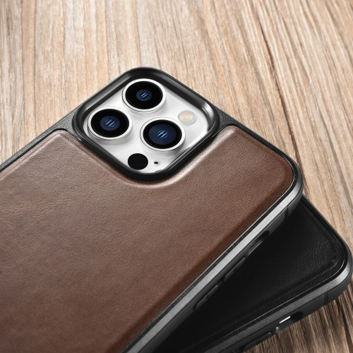 Kup Carcasă din piele cu ceară de ulei iCarer pentru Apple iPhone 13 Pro Max, maro - ICR302 - {ean13} - Sklep Home Screen