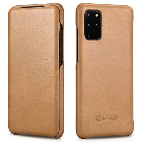 Kup Husă iCarer Curved Edge Vintage Folio Samsung Galaxy S20+ Plus kaki - ICR316 - {ean13} - Sklep Home Screen