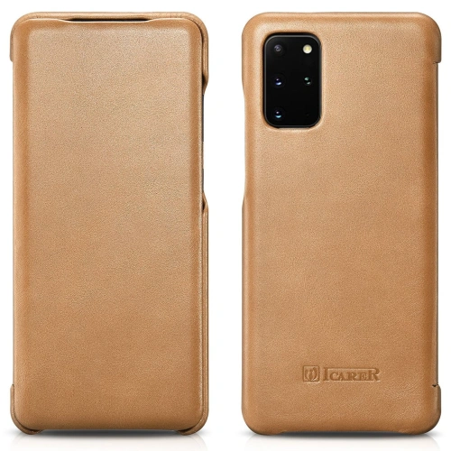 Kup Etui iCarer Curved Edge Vintage Folio Samsung Galaxy S20+ Plus khaki - ICR316 - {ean13} - Sklep Home Screen