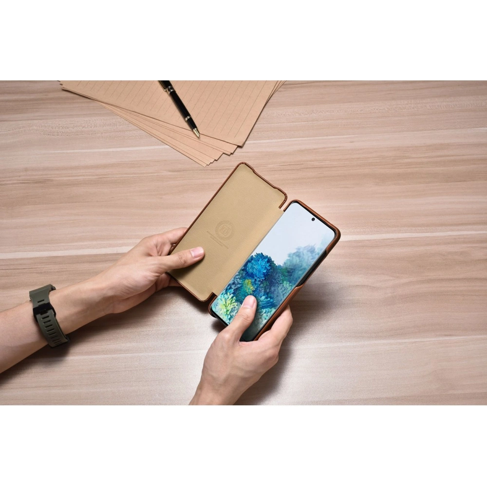 Etui iCarer Curved Edge Vintage Folio Samsung Galaxy S20+ Plus brązowy