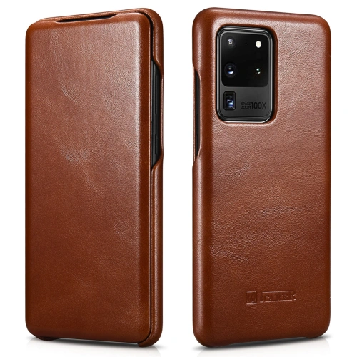 Kup Husă iCarer Curved Edge Vintage Folio Samsung Galaxy S20 Ultra maro - ICR318 - {ean13} - Sklep Home Screen