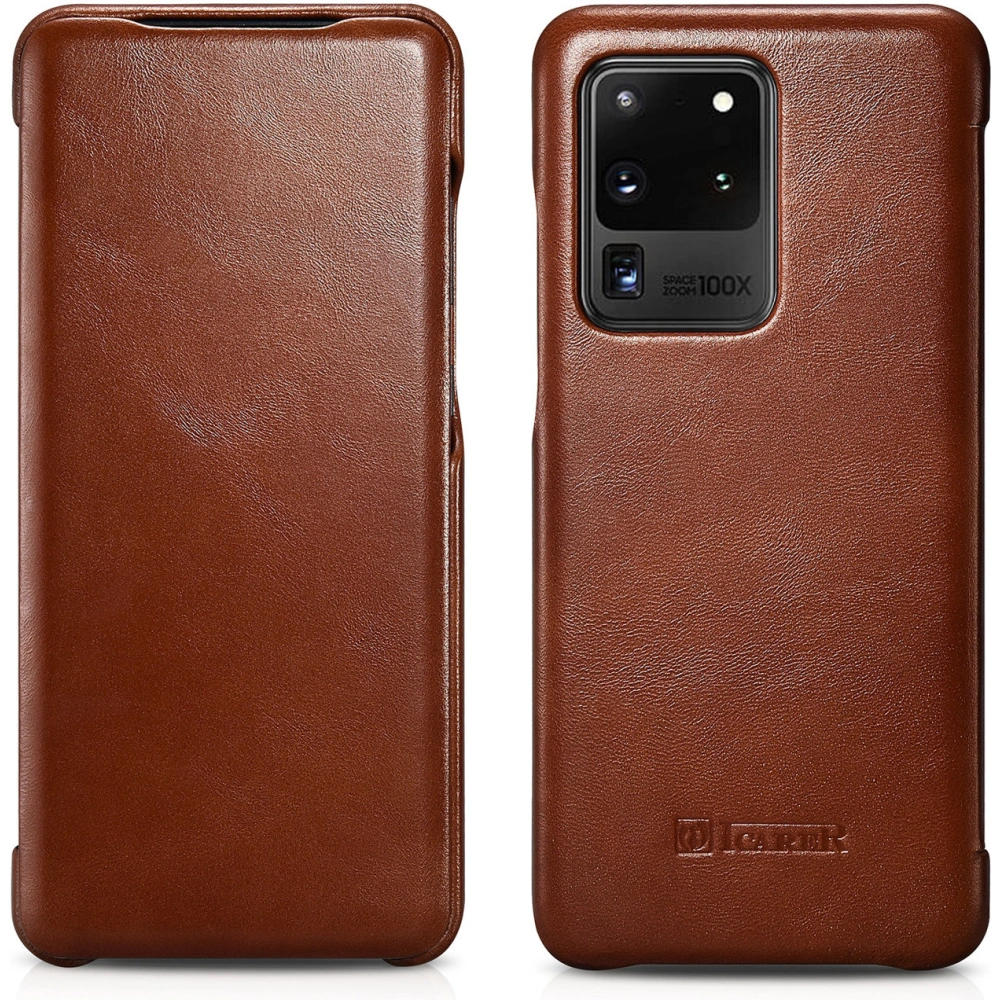 Etui iCarer Curved Edge Vintage Folio Samsung Galaxy S20 Ultra brązowy
