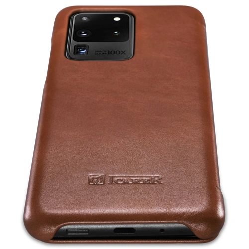 Kup Husă iCarer Curved Edge Vintage Folio Samsung Galaxy S20 Ultra maro - ICR318 - {ean13} - Sklep Home Screen