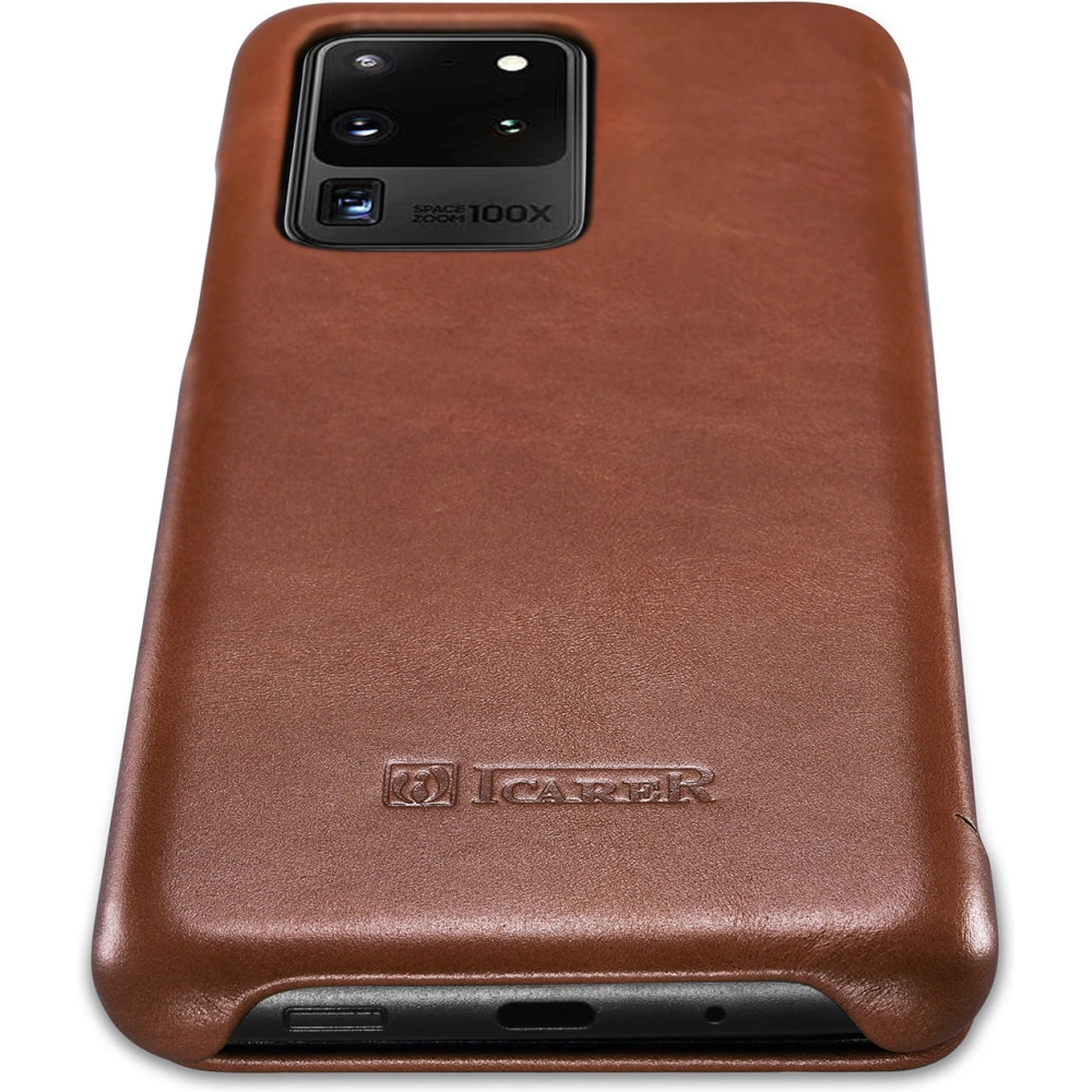 Etui iCarer Curved Edge Vintage Folio Samsung Galaxy S20 Ultra brązowy
