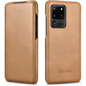 Kup Etui iCarer Curved Edge Vintage Folio Samsung Galaxy S20 Ultra khaki - ICR319 - {ean13} - Sklep Home Screen