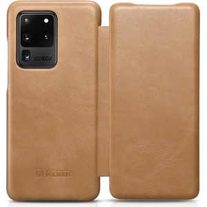 Kup Etui iCarer Curved Edge Vintage Folio Samsung Galaxy S20 Ultra khaki - ICR319 - {ean13} - Sklep Home Screen