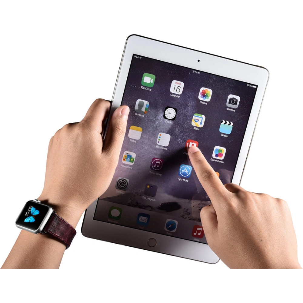 Pasek iCarer Leather Vintage Apple Watch 4/5/6/7/8/9/SE/10 40/41/42mm bordowy