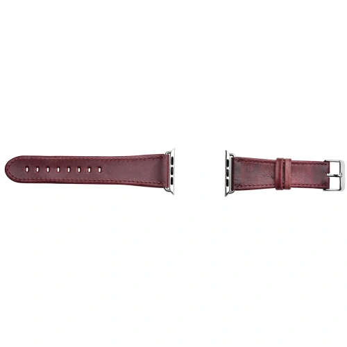 Kup Pasek iCarer din piele vintage Apple Watch 4/5/6/7/8/9/SE/10 40/41/42mm bordou - ICR320 - {ean13} - Sklep Home Screen