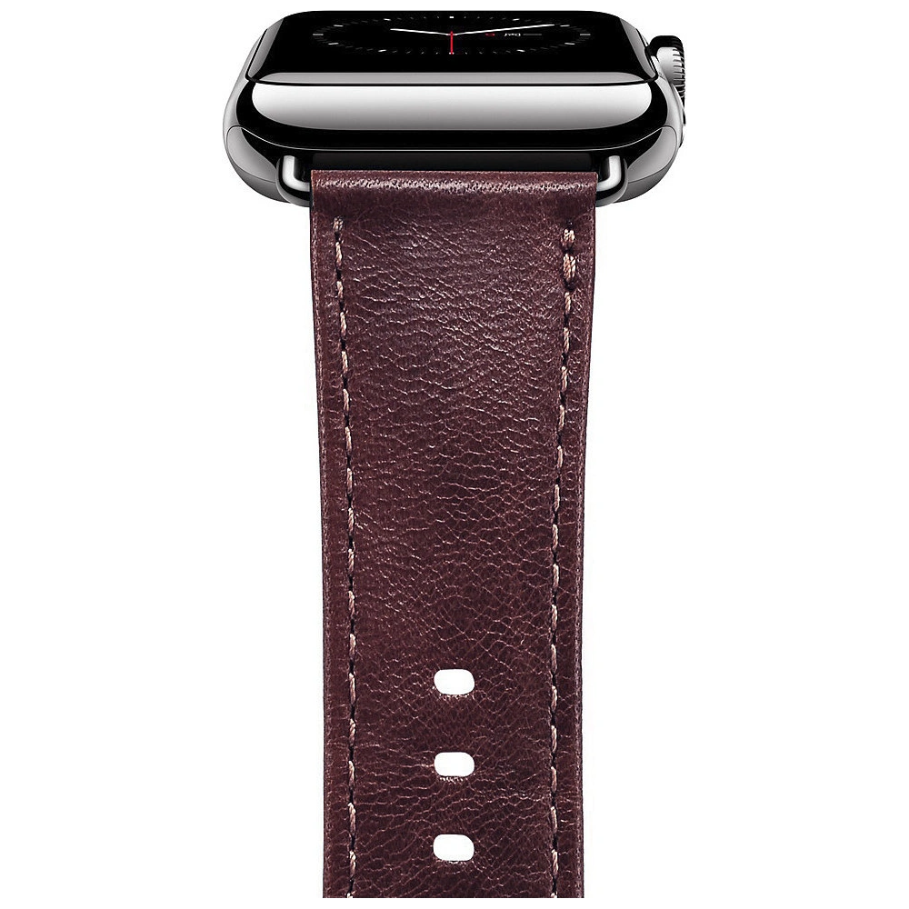 Pasek iCarer Leather Vintage Apple Watch 4/5/6/7/8/9/SE/10 40/41/42mm bordowy