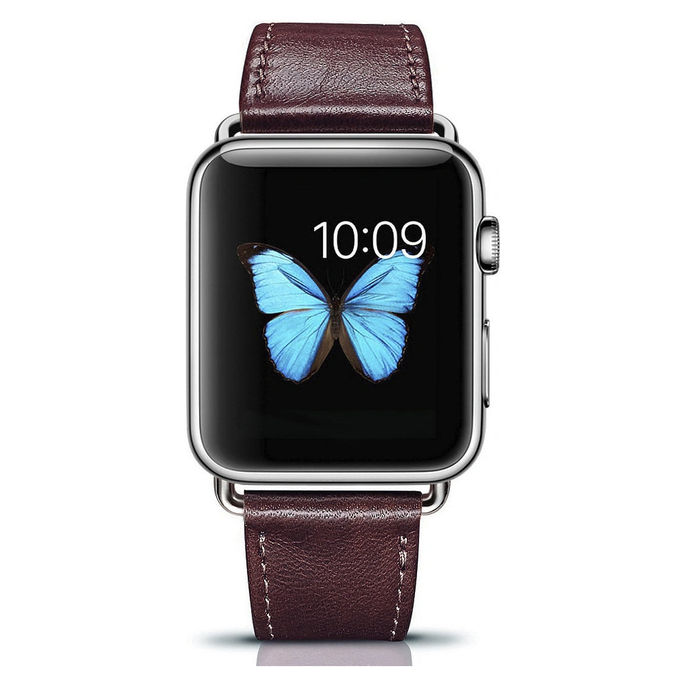 Pasek iCarer Leather Vintage Apple Watch 4/5/6/7/8/9/SE/10 40/41/42mm bordowy