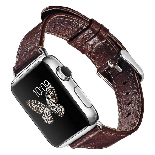 Kup Pasek iCarer din piele vintage Apple Watch 4/5/6/7/8/9/SE/10 40/41/42mm bordou - ICR320 - {ean13} - Sklep Home Screen