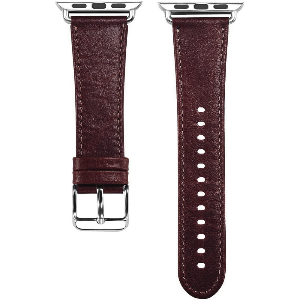 Pasek iCarer Leather Vintage Apple Watch 4/5/6/7/8/9/SE/10 40/41/42mm bordowy