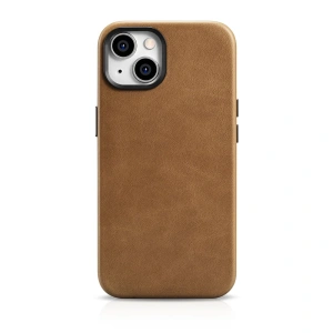 Kup Etui iCarer Oil Wax Premium Leather MagSafe Apple iPhone 14 světle hnědý - ICR324 - {ean13} - Sklep Home Screen