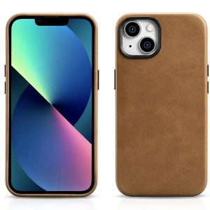 Kup Etui iCarer Oil Wax Premium Leather MagSafe Apple iPhone 14 světle hnědý - ICR324 - {ean13} - Sklep Home Screen