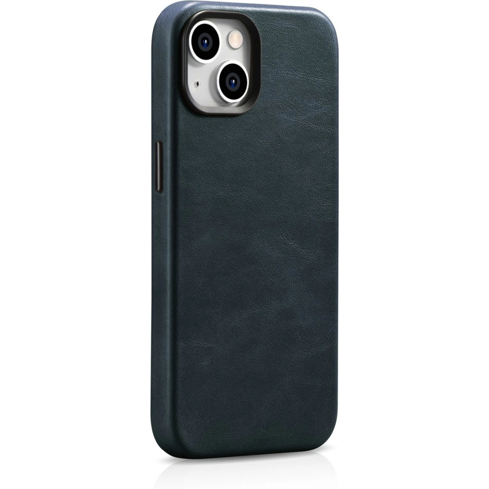 Etui iCarer Oil Wax Premium Leather MagSafe Apple iPhone 14 ciemnoniebieski