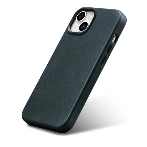 Kup Case iCarer Öl Wachs Premium Leder MagSafe Apple iPhone 14 dunkelblau - ICR326 - {ean13} - Sklep Home Screen