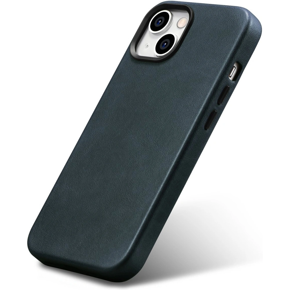 Etui iCarer Oil Wax Premium Leather MagSafe Apple iPhone 14 ciemnoniebieski