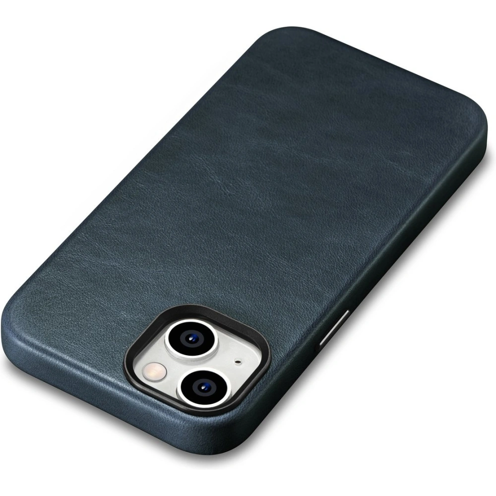 Etui iCarer Oil Wax Premium Leather MagSafe Apple iPhone 14 ciemnoniebieski