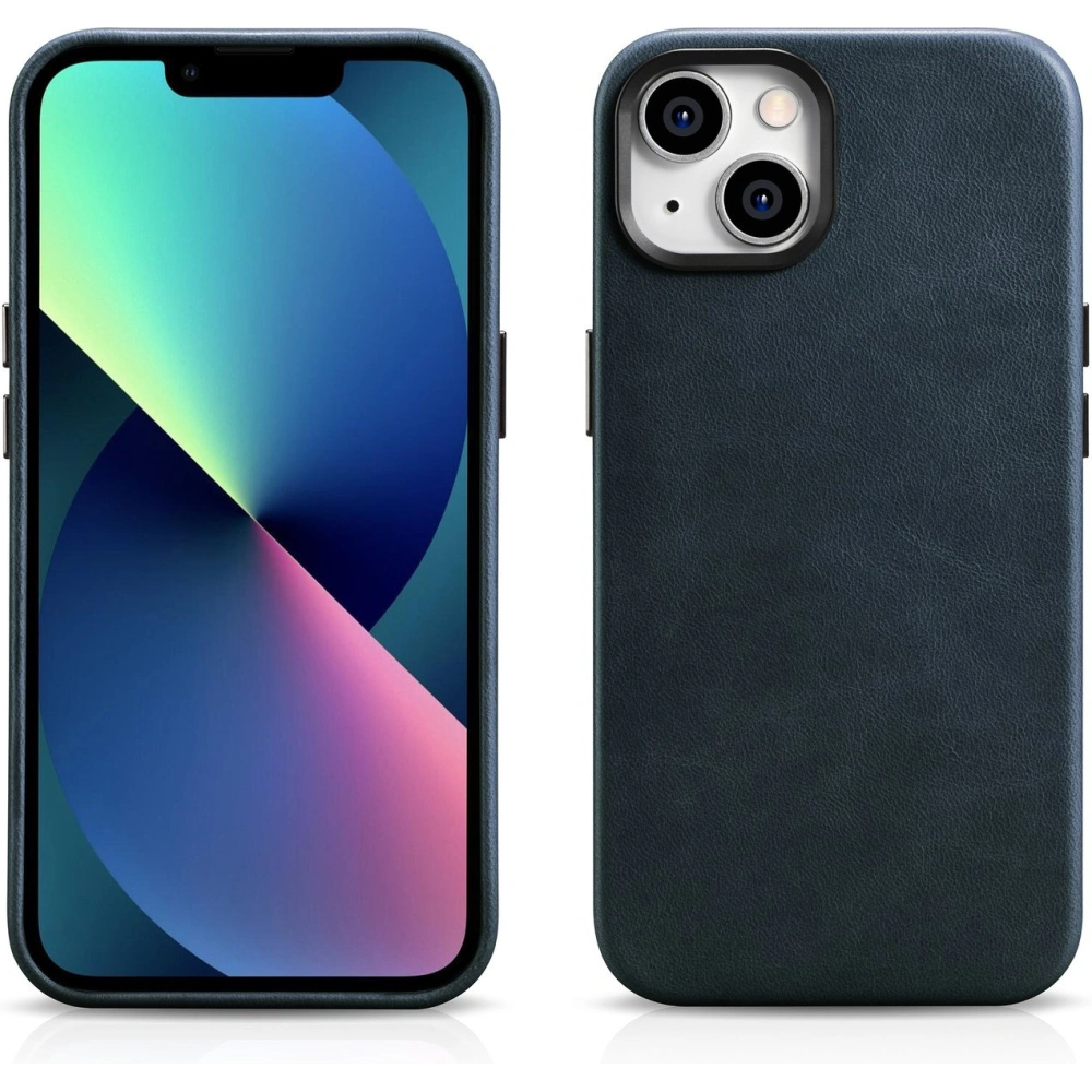 Etui iCarer Oil Wax Premium Leather MagSafe Apple iPhone 14 ciemnoniebieski