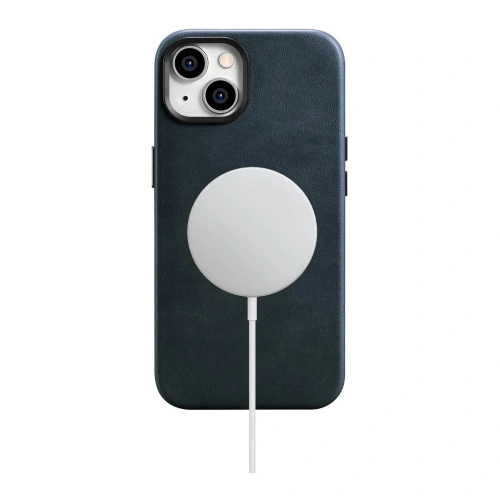 Kup Husă iCarer Oil Wax Premium Leather MagSafe Apple iPhone 14 albastru închis - ICR326 - {ean13} - Sklep Home Screen