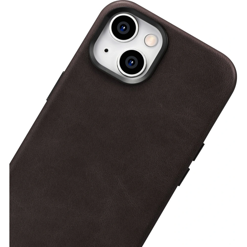 Etui iCarer Oil Wax Premium Leather MagSafe Apple iPhone 14 ciemnobrązowy