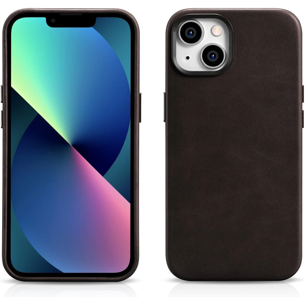 Etui iCarer Oil Wax Premium Leather MagSafe Apple iPhone 14 ciemnobrązowy