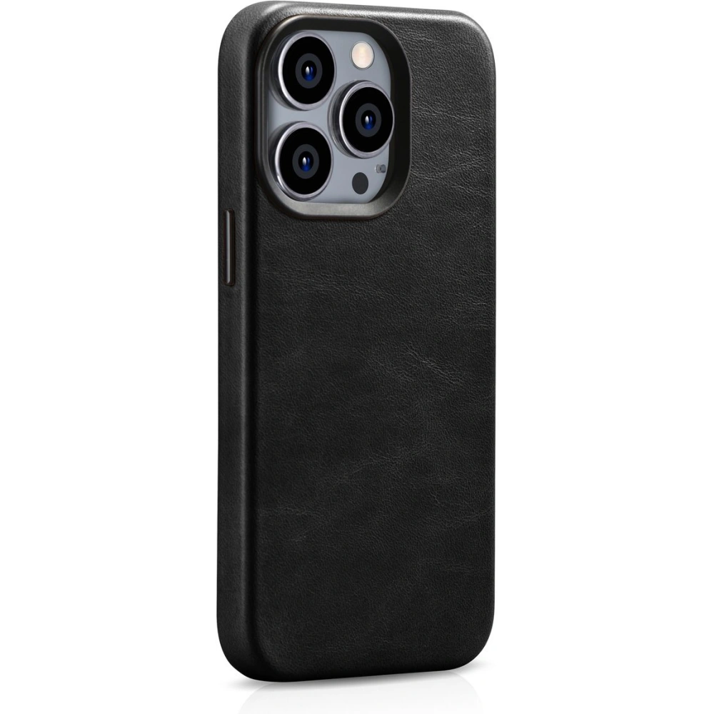 Etui iCarer Oil Wax Premium Leather MagSafe Apple iPhone 14 Pro czarny