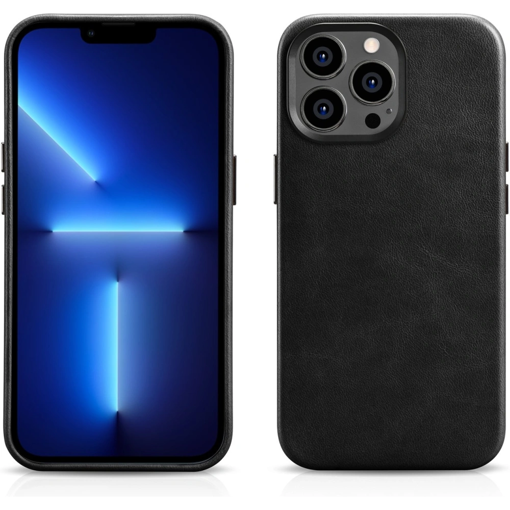 Etui iCarer Oil Wax Premium Leather MagSafe Apple iPhone 14 Pro czarny