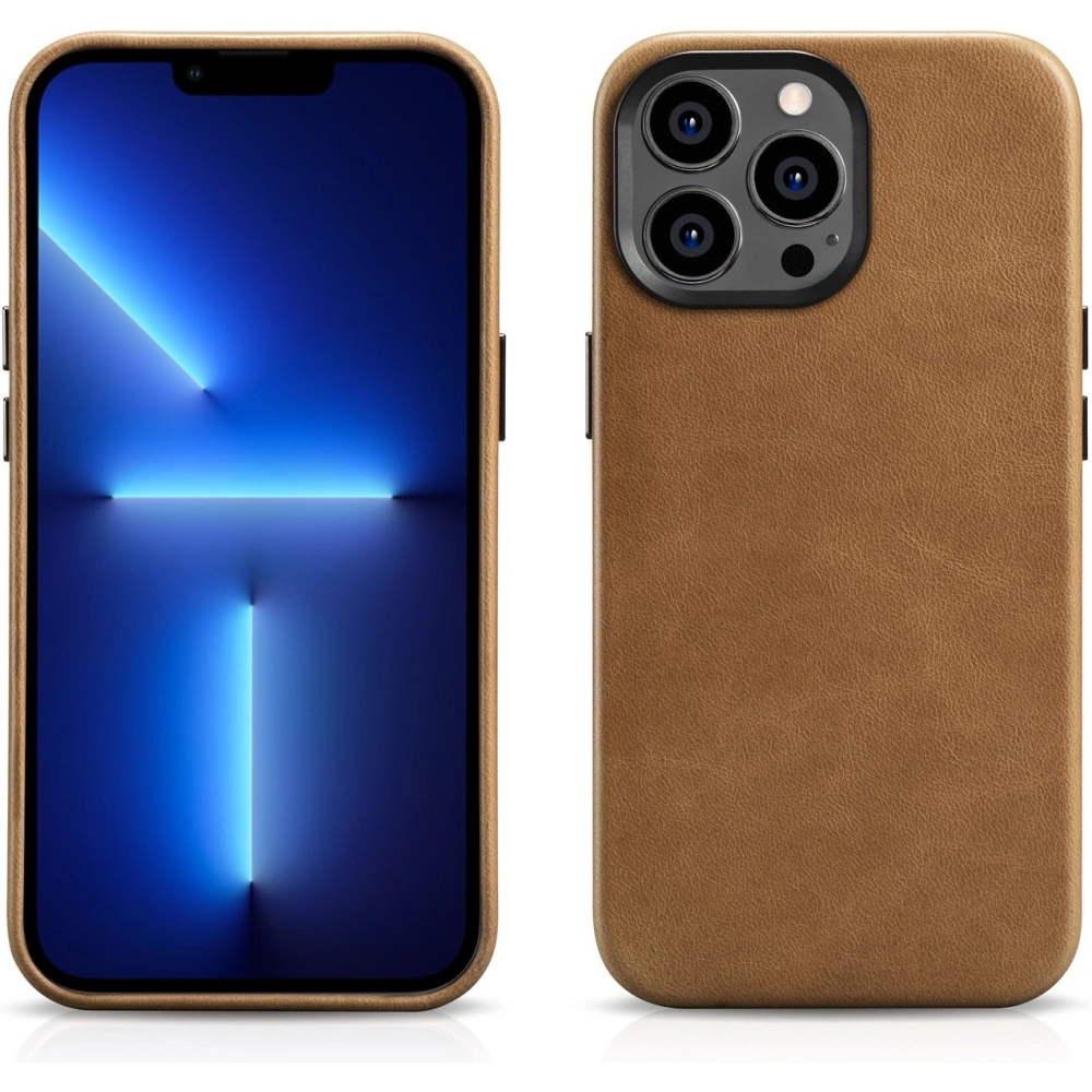 Etui iCarer Oil Wax Premium Leather MagSafe Apple iPhone 14 Pro jasnobrązowy