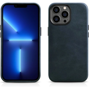 Kup Husă iCarer Oil Wax Premium Leather MagSafe Apple iPhone 14 Pro bleumarin închis - ICR331 - {ean13} - Sklep Home Screen