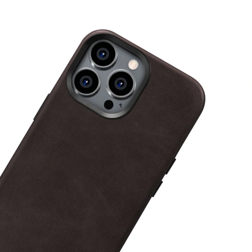 Buy iCarer Oil Wax Premium Leather MagSafe Apple iPhone 14 Pro dark brown - ICR332 - {ean13} - Home Screen Store Europe