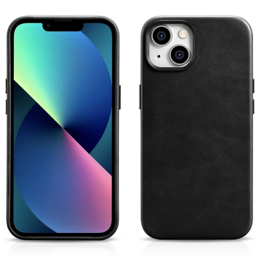 Kup Case iCarer Öl Wachs Premium Leder MagSafe Apple iPhone 14 Plus / 15 Plus schwarz - ICR333 - {ean13} - Sklep Home Screen