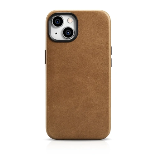 Kup Carcasa din piele premium cu ceară de ulei iCarer MagSafe pentru Apple iPhone 14 Plus / 15 Plus maro deschis - ICR334 - {ean13} - Sklep Home Screen