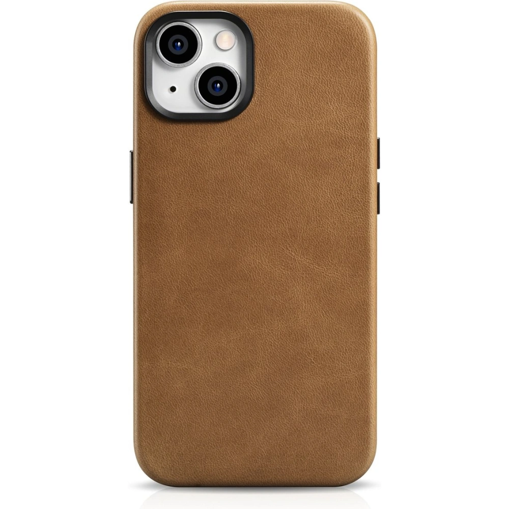 Etui iCarer Oil Wax Premium Leather MagSafe Apple iPhone 14 Plus / 15 Plus jasnobrązowy