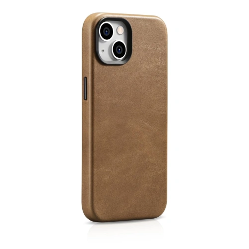 Kup Carcasa din piele premium cu ceară de ulei iCarer MagSafe pentru Apple iPhone 14 Plus / 15 Plus maro deschis - ICR334 - {ean13} - Sklep Home Screen