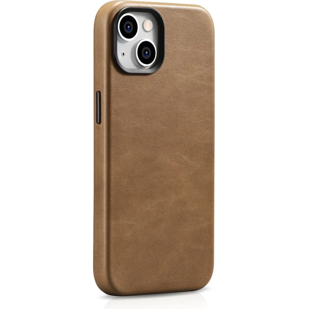 Etui iCarer Oil Wax Premium Leather MagSafe Apple iPhone 14 Plus / 15 Plus jasnobrązowy