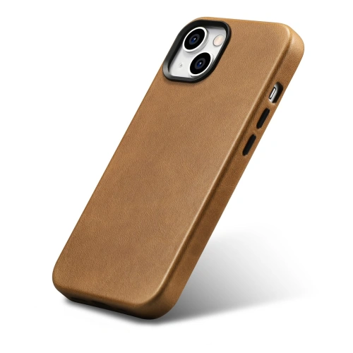 Kup Etui iCarer Oil Wax Premium Leather MagSafe Apple iPhone 14 Plus / 15 Plus jasnobrązowy - ICR334 - {ean13} - Sklep Home Screen