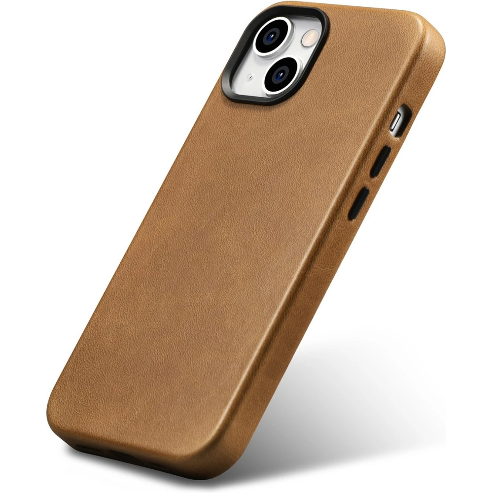 Etui iCarer Oil Wax Premium Leather MagSafe Apple iPhone 14 Plus / 15 Plus jasnobrązowy