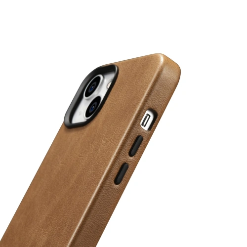 Kup Etui iCarer Oil Wax Premium Leather MagSafe Apple iPhone 14 Plus / 15 Plus jasnobrązowy - ICR334 - {ean13} - Sklep Home Screen