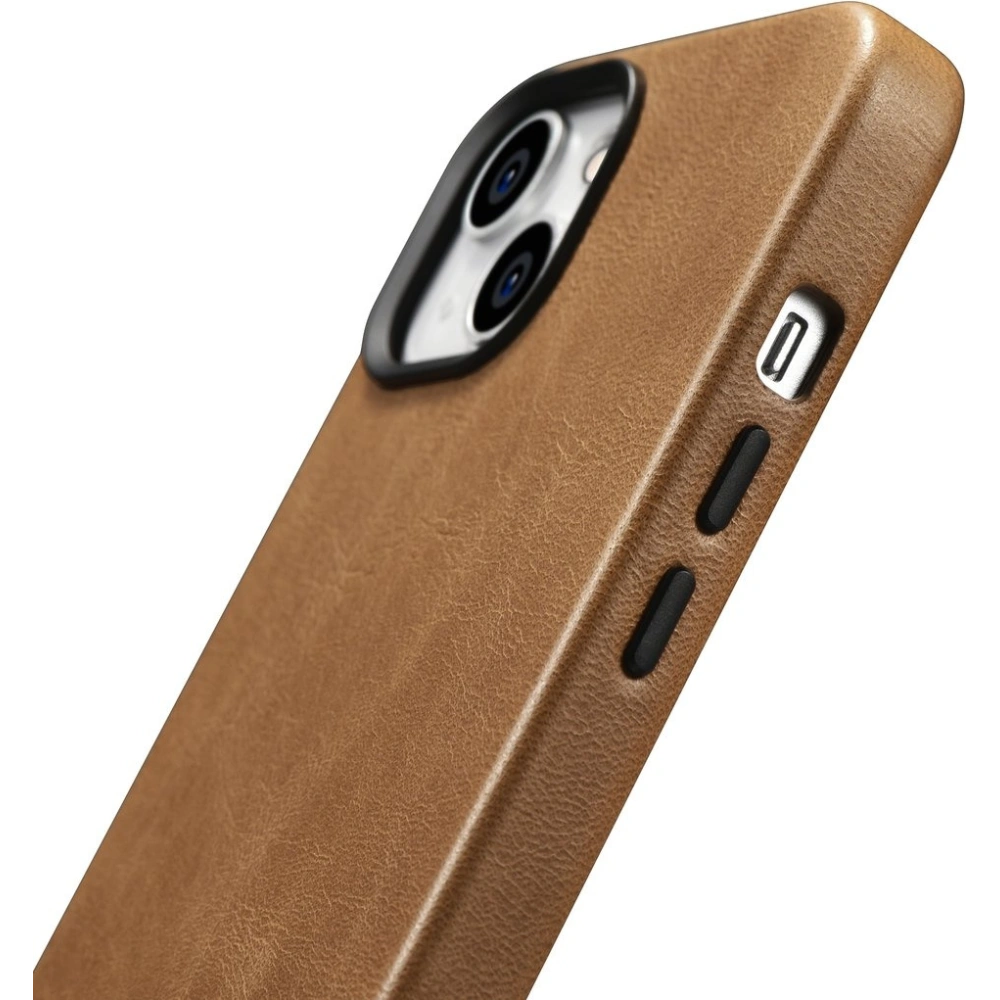 Etui iCarer Oil Wax Premium Leather MagSafe Apple iPhone 14 Plus / 15 Plus jasnobrązowy