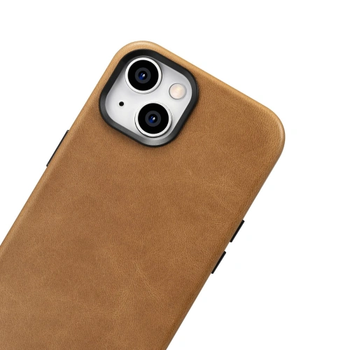 Kup Etui iCarer Oil Wax Premium Leather MagSafe Apple iPhone 14 Plus / 15 Plus jasnobrązowy - ICR334 - {ean13} - Sklep Home Screen