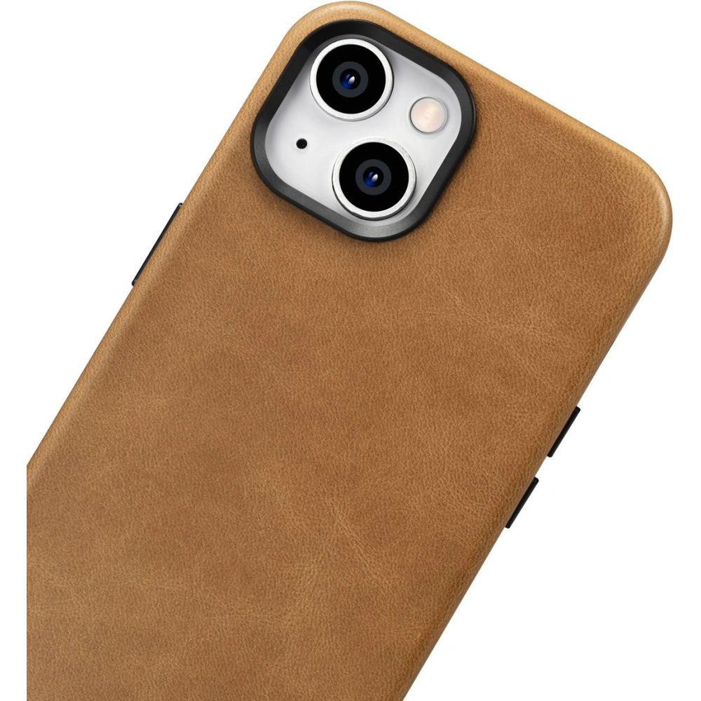 Etui iCarer Oil Wax Premium Leather MagSafe Apple iPhone 14 Plus / 15 Plus jasnobrązowy