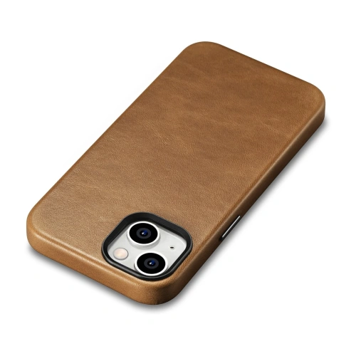 Kup Etui iCarer Oil Wax Premium Leather MagSafe Apple iPhone 14 Plus / 15 Plus jasnobrązowy - ICR334 - {ean13} - Sklep Home Screen