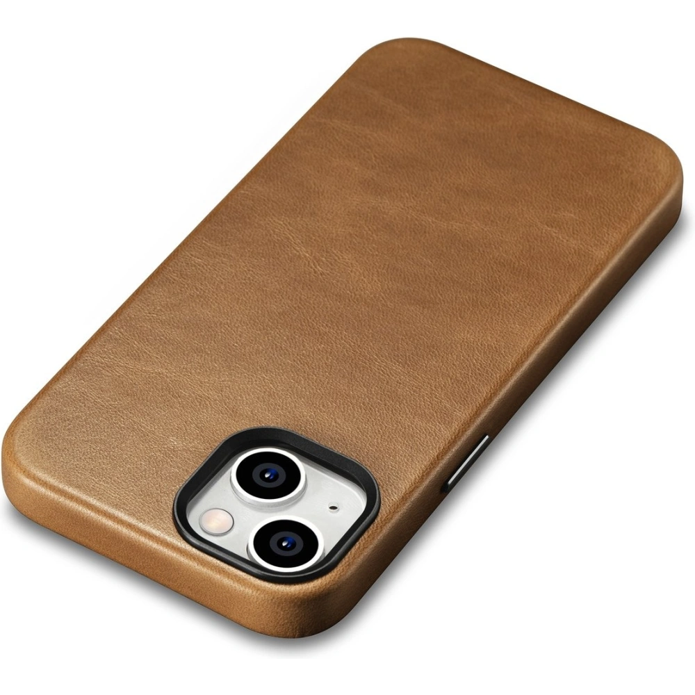 Etui iCarer Oil Wax Premium Leather MagSafe Apple iPhone 14 Plus / 15 Plus jasnobrązowy