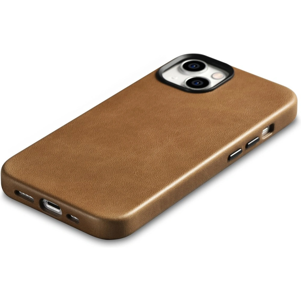 Etui iCarer Oil Wax Premium Leather MagSafe Apple iPhone 14 Plus / 15 Plus jasnobrązowy