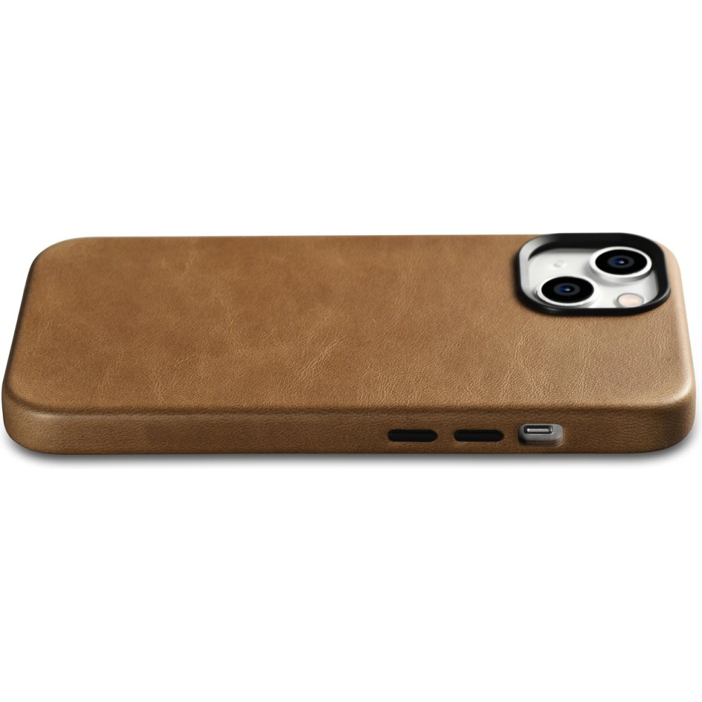 Etui iCarer Oil Wax Premium Leather MagSafe Apple iPhone 14 Plus / 15 Plus jasnobrązowy