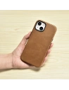 Kup Etui iCarer Oil Wax Premium Leather MagSafe Apple iPhone 14 Plus / 15 Plus jasnobrązowy - ICR334 - {ean13} - Sklep Home Screen