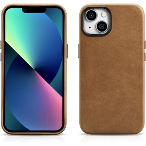 Kup Etui iCarer Oil Wax Premium Leather MagSafe Apple iPhone 14 Plus / 15 Plus jasně hnědý - ICR334 - {ean13} - Sklep Home Screen