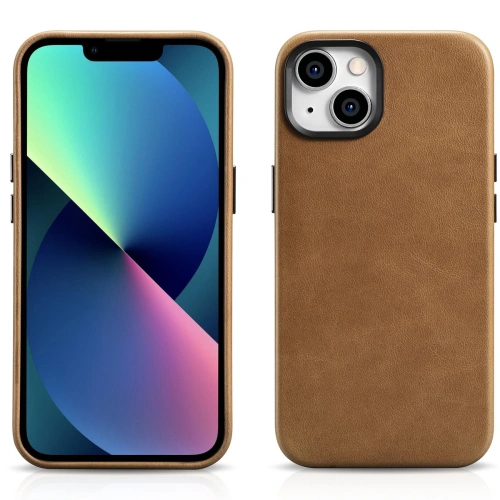 Kup Carcasa din piele premium cu ceară de ulei iCarer MagSafe pentru Apple iPhone 14 Plus / 15 Plus maro deschis - ICR334 - {ean13} - Sklep Home Screen