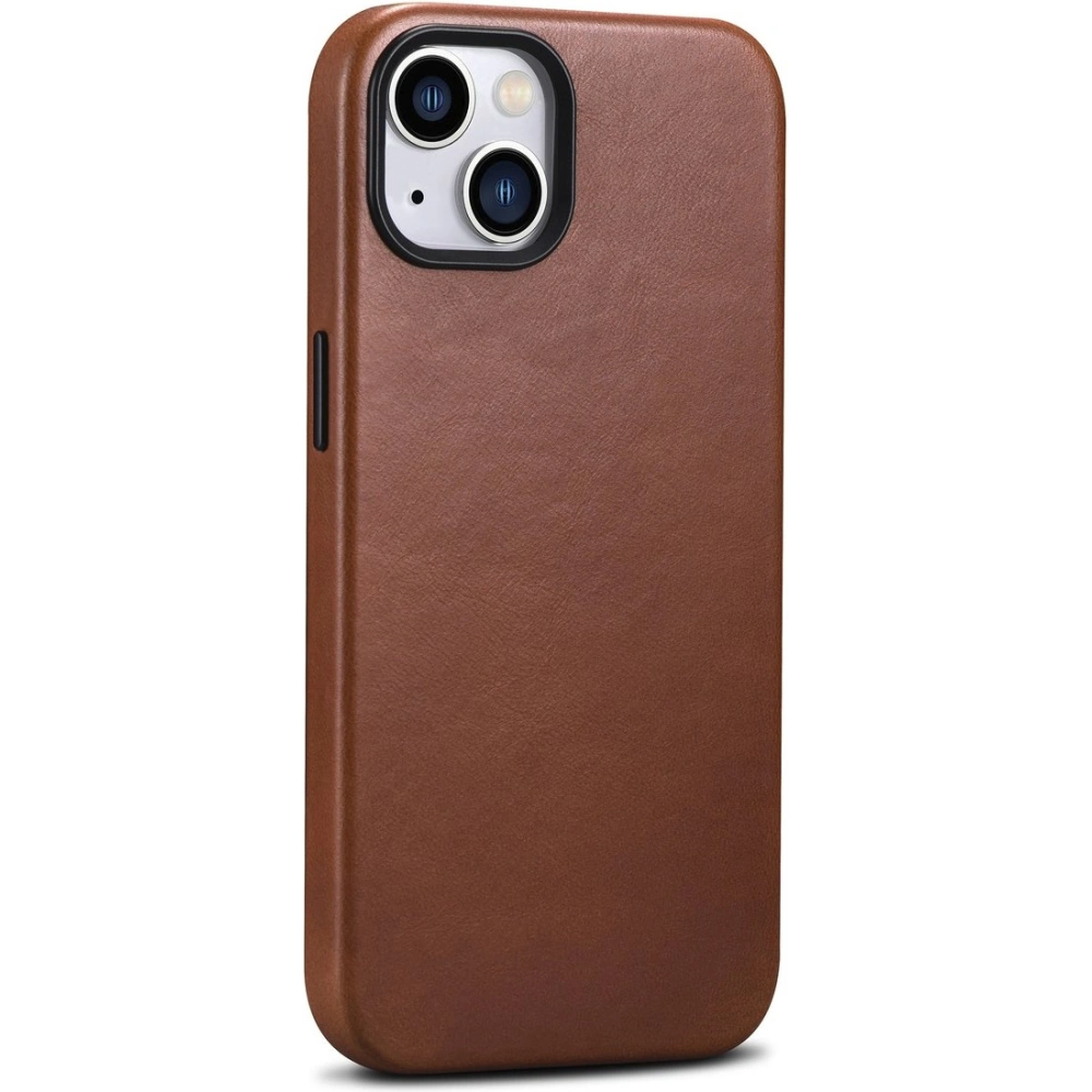 Etui iCarer Oil Wax Premium Leather MagSafe Apple iPhone 14 Plus / 15 Plus brązowy